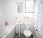 Modern white bathroom in plymouth university student property.